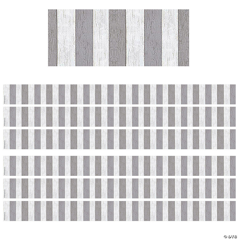 Teacher Created Resources Modern Farmhouse Gray Stripes Straight Border Trim, 35 Feet, 6 Packs Image