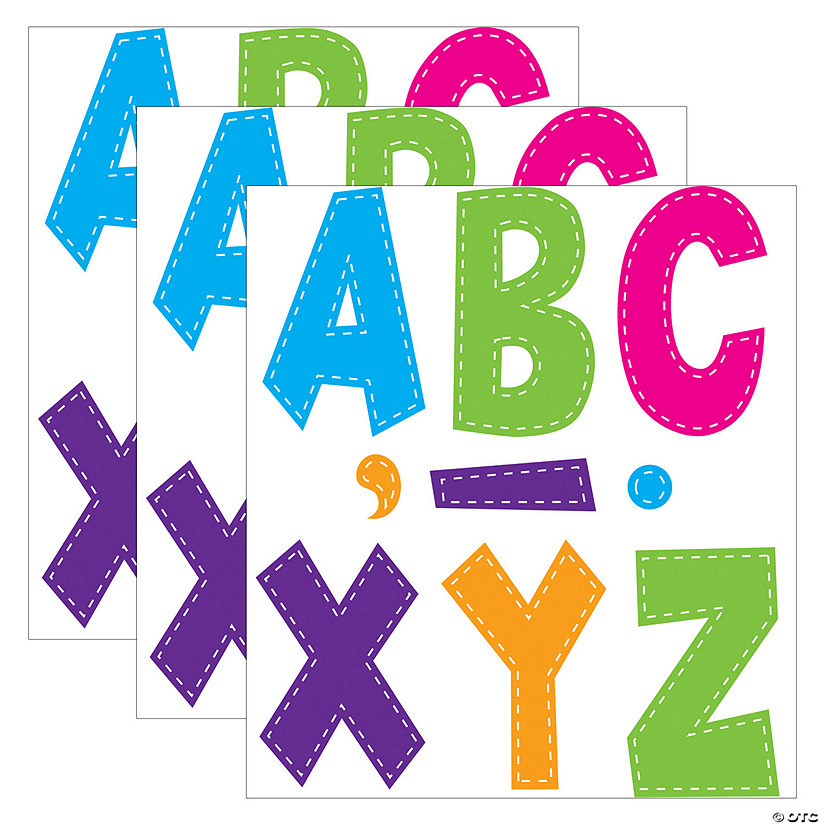Teacher Created Resources Multi Bright Stitch 7" Fun Font Letters, 120 Pieces Per Pack, 3 Packs Image