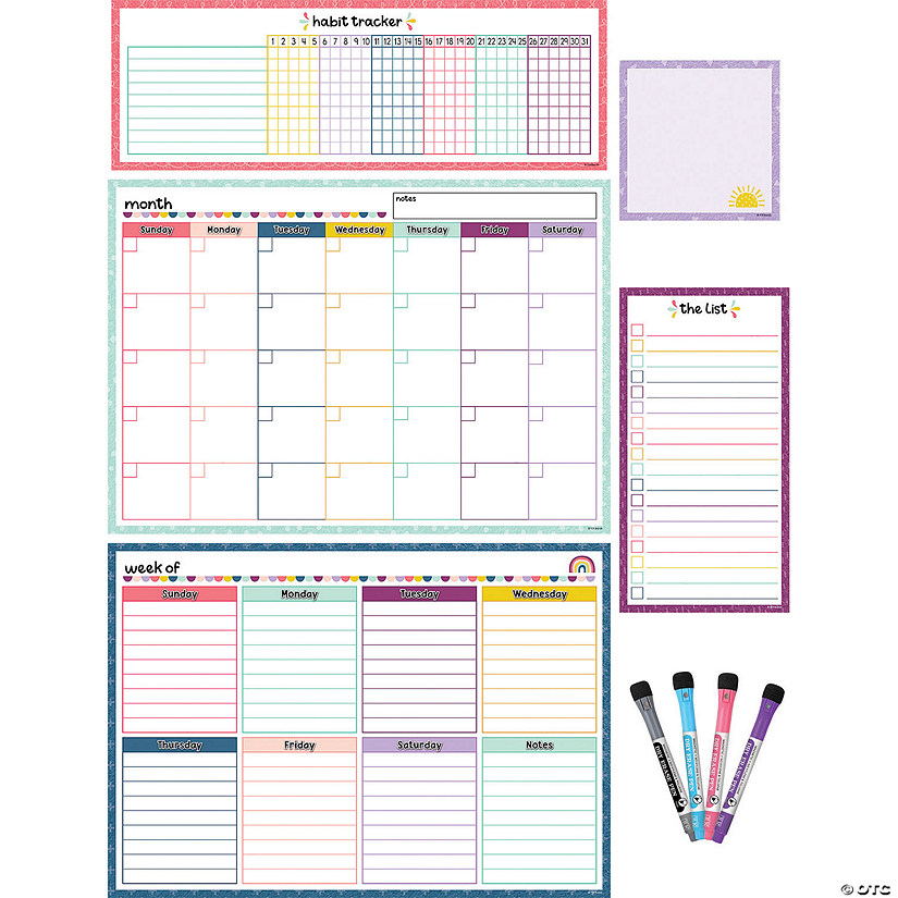 Teacher Created Resources Oh Happy Day Dry-Erase Magnetic Calendar Set Image