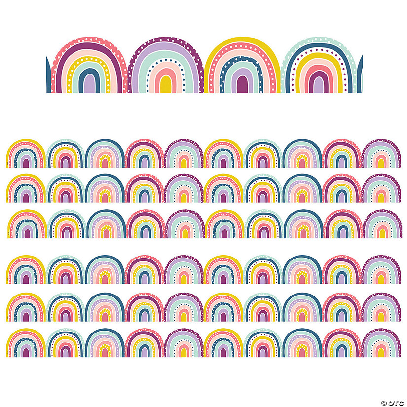Teacher Created Resources Oh Happy Day Rainbows Die-Cut Border Trim, 35 Feet, 6 Packs Image