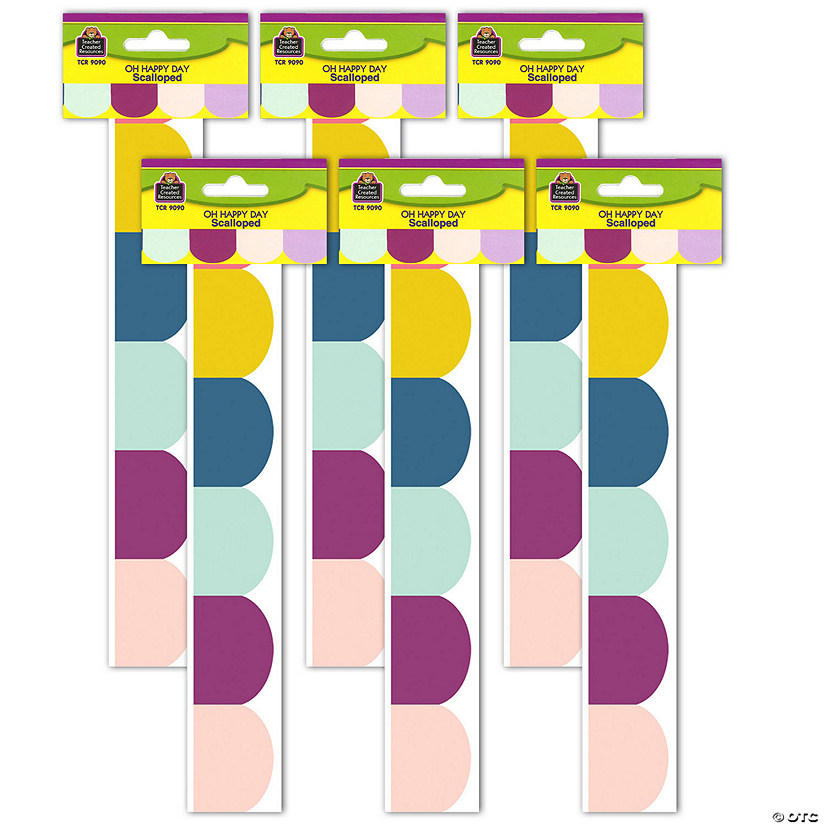 Teacher Created Resources Oh Happy Day Scalloped Die-Cut Border Trim, 35 Feet, 6 Packs Image