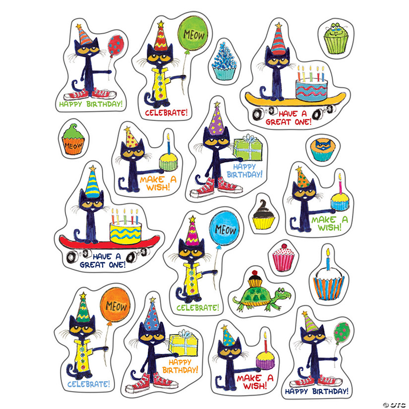 Teacher Created Resources Pete the Cat Happy Birthday Stickers, 120 Per Pack, 12 Packs Image