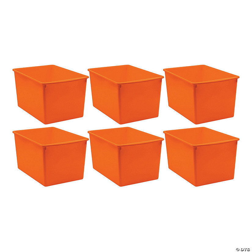 Teacher Created Resources&#174; Plastic Multi-Purpose Bin, Orange, Pack of 6 Image