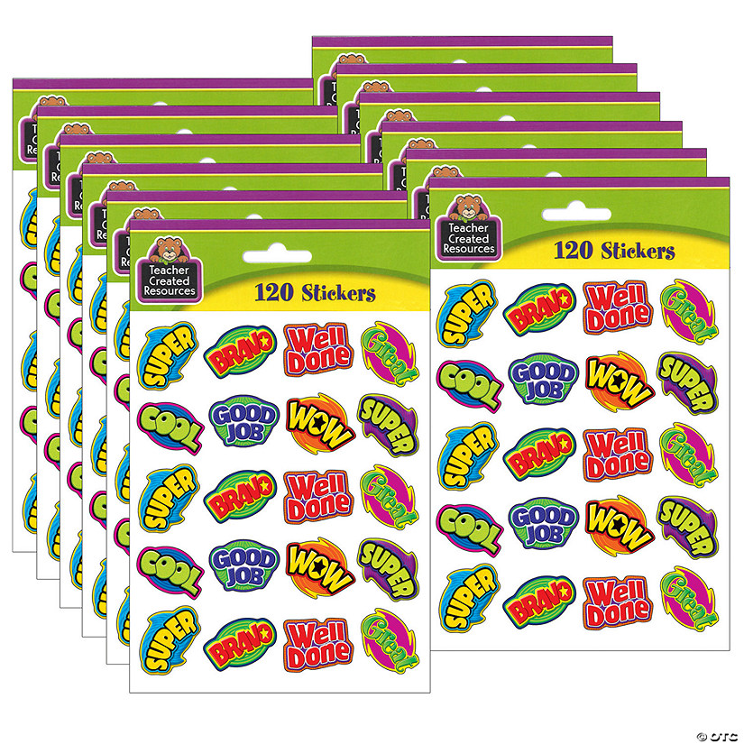 Teacher Created Resources Positive Words Stickers, 120 Per Pack, 12 Packs Image