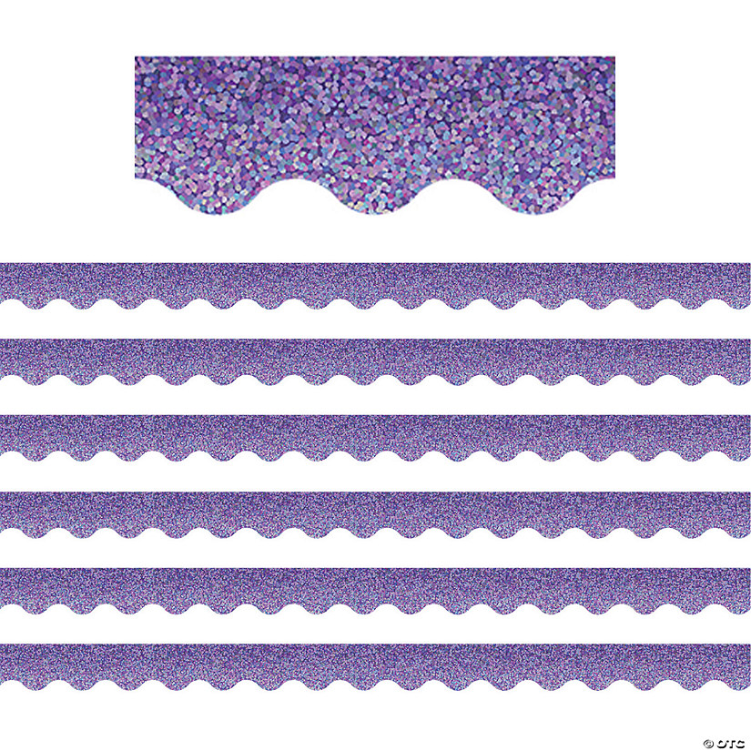 Teacher Created Resources Purple Sparkle Scalloped Border Trim, 35 Feet Per Pack, 6 Packs Image