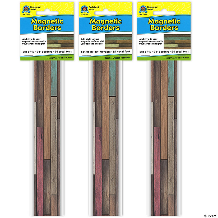 Teacher Created Resources Reclaimed Wood Design Magnetic Border, 24 Feet Per Pack, 3 Packs Image