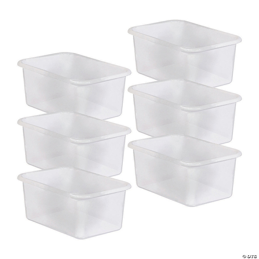 Teacher Created Resources&#174; Small Plastic Storage Bin, Clear, Pack of 6 Image