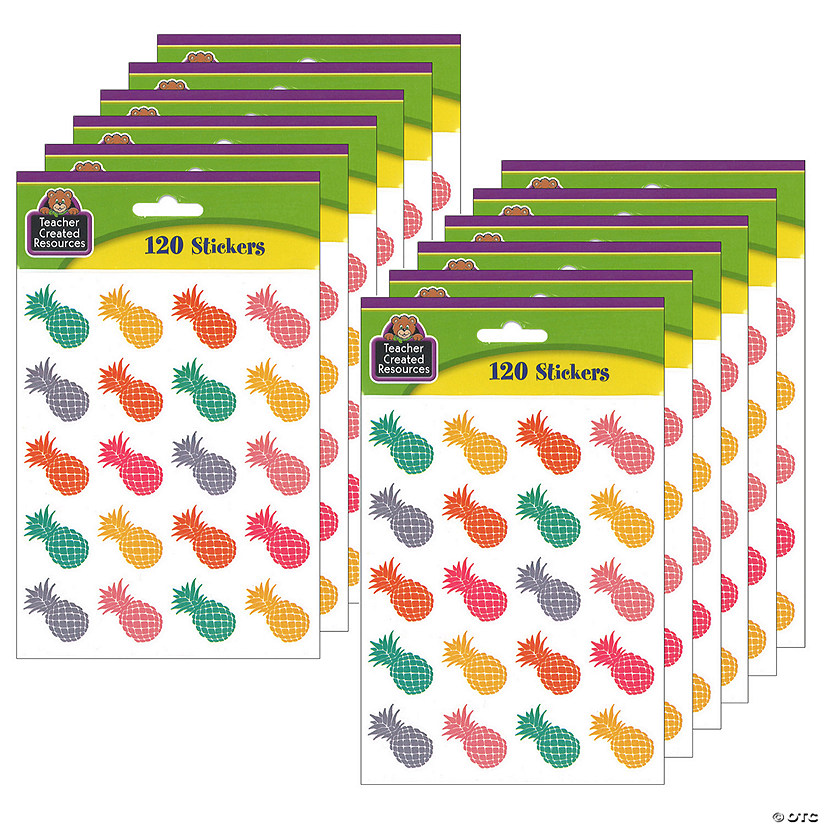 Teacher Created Resources Tropical Punch Pineapples Stickers, 120 Per Pack, 12 Packs Image