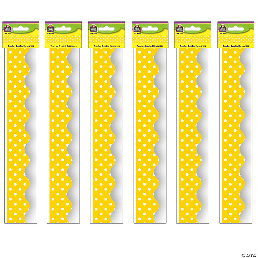 Teacher Created Resources Yellow Mini Polka Dots Border Trim, 35 Feet Per Pack, 6 Packs Image