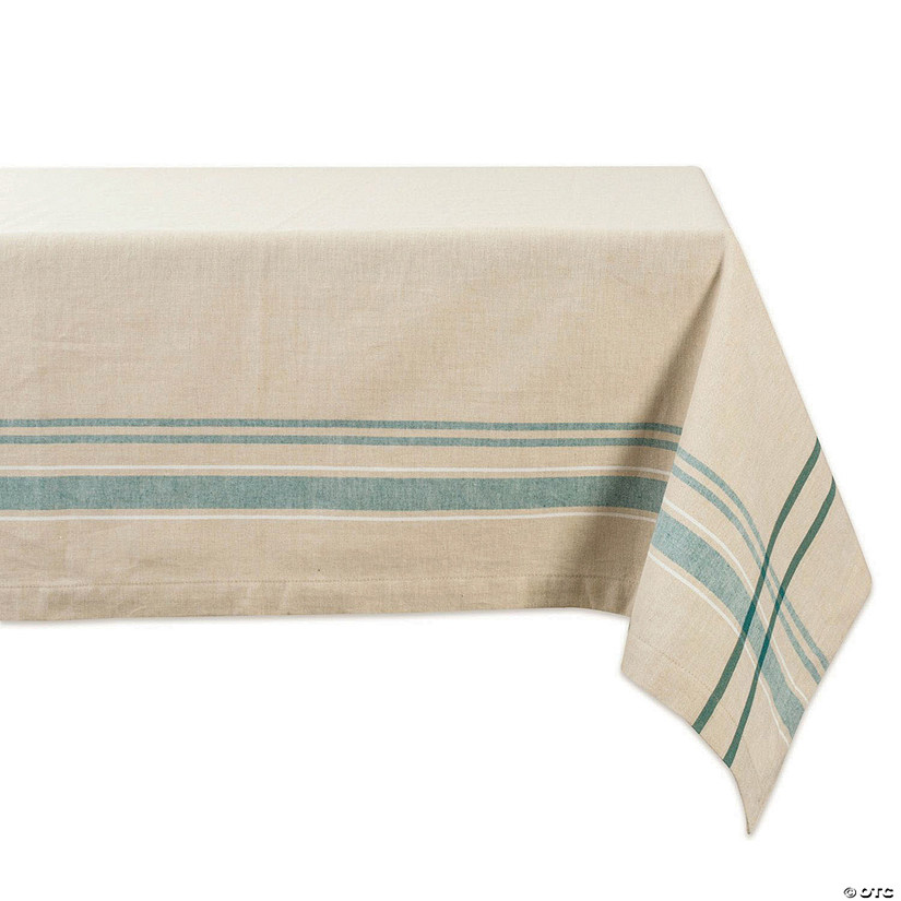 Teal French Stripe Tablecloth 60X84 Image