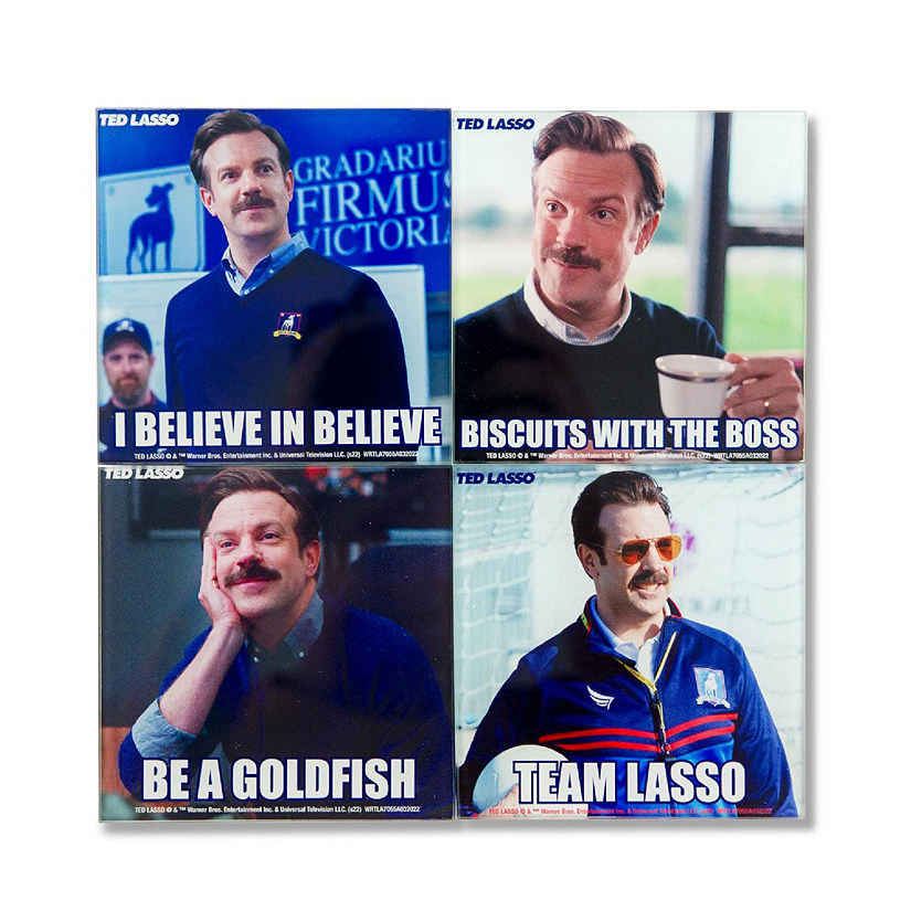 Ted Lasso Quotes Glass Coasters  Set of 4 Image