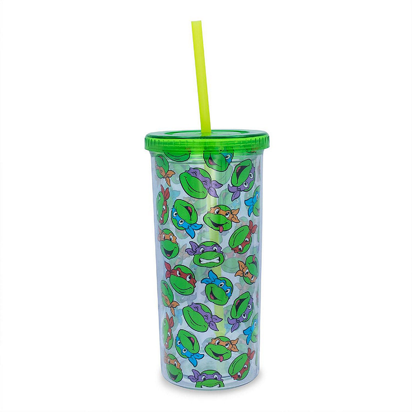 Teenage Mutant Ninja Turtles Allover Faces Carnival Cup With Lid and Straw Image