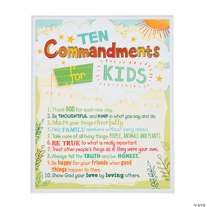 Ten Commandments for Kids Plaque Image