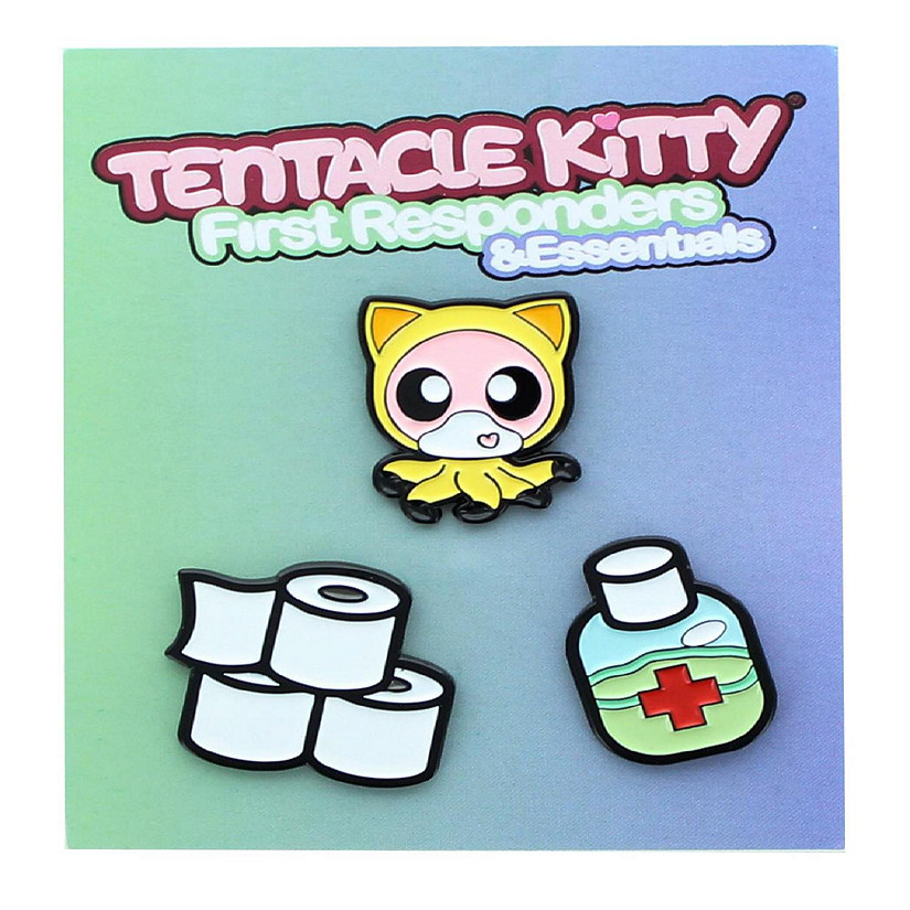 Tentacle Kitty First Responders & Essentials  Pandemic Prepareness Pin Pack Image