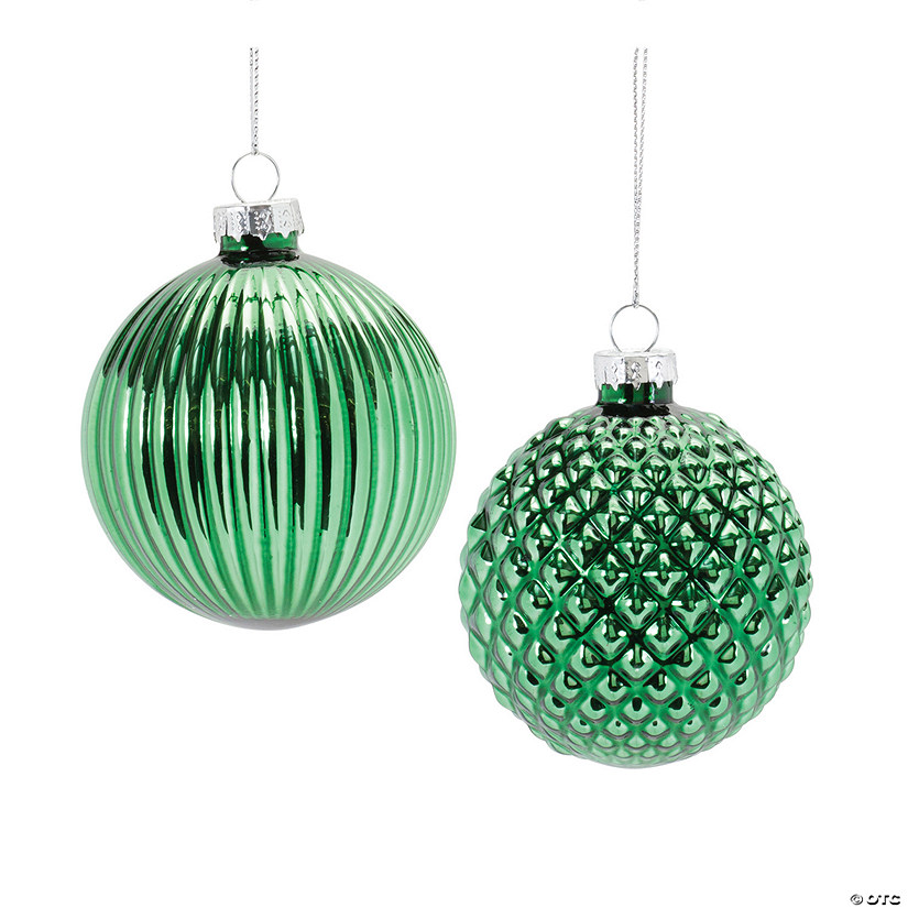 TePropertured Ball Ornament (Set Of 12) 4"D Glass Image