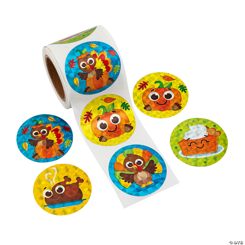 Thanksgiving Character Prism Sticker Roll - 100 Pc. Image