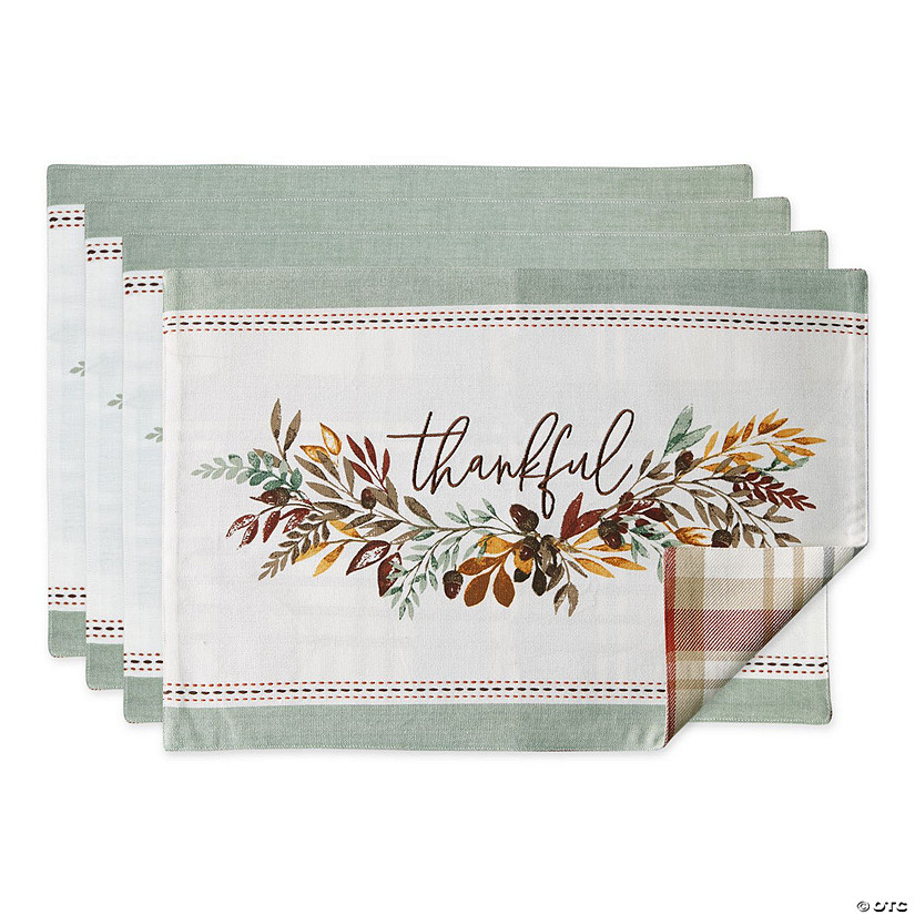 Thanksgiving Thankful Autum, Fall Leaves, Reversable Placemat Image