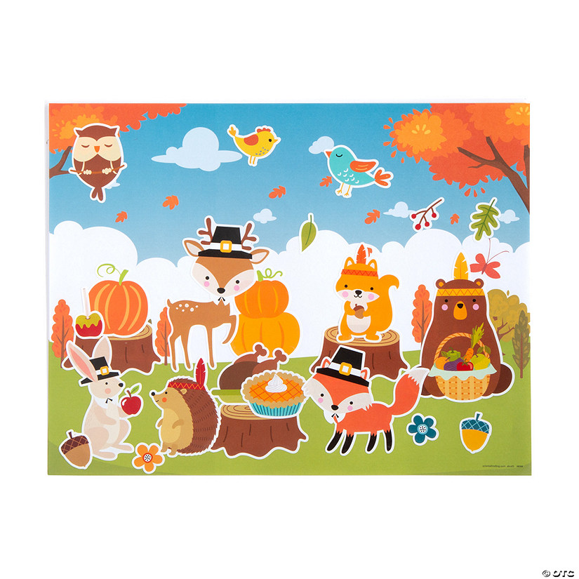 Thanksgiving Woodland Animal Sticker Scenes - 12 Pc. Image