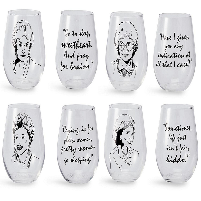 The Golden Girls Stemless Wine Glass Collectible Set of 4 Each Holds 16 Ounces Image