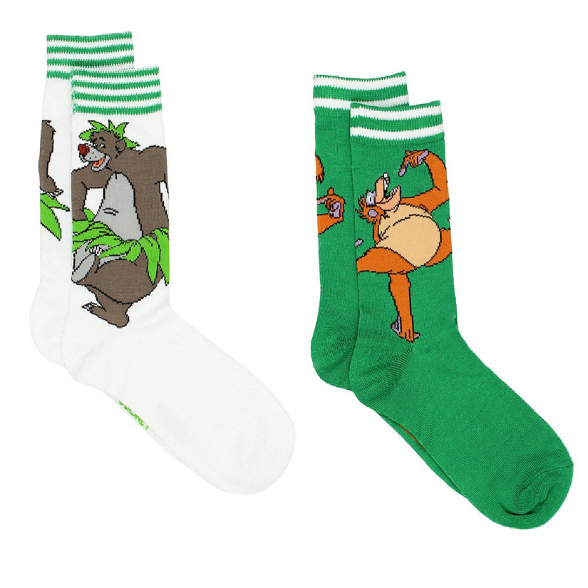 The Jungle Book Teen Adult 2 pack Socks (Shoe: 4-10 (Sock: 9-11), King Louie Baloo Green) Image