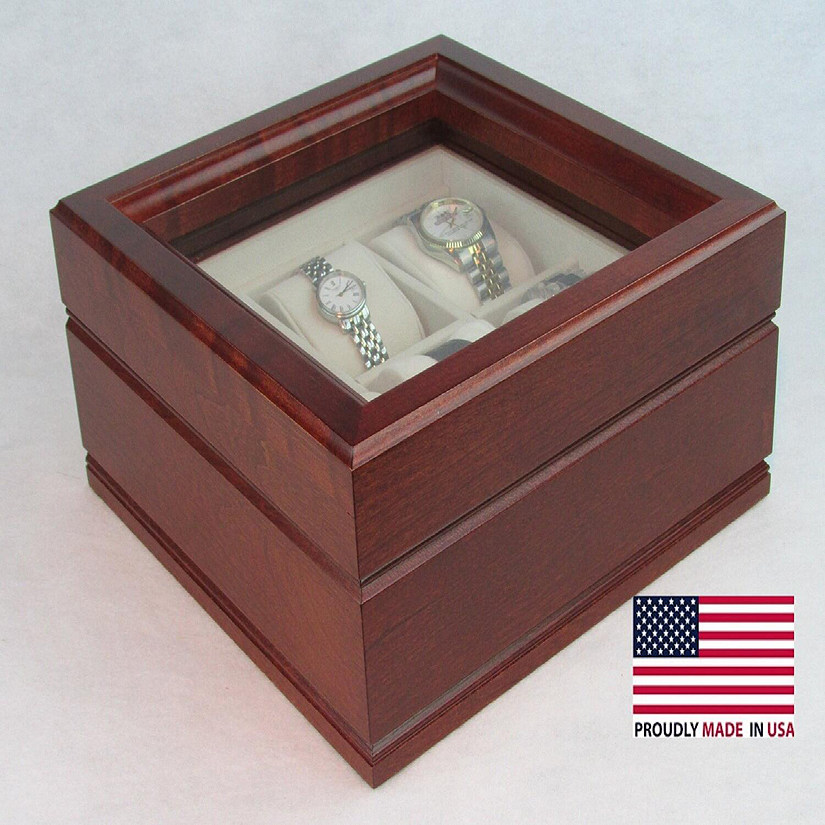 The Lieutenant Glass Top Storage Chest featuring 6 Soft-Suede Image
