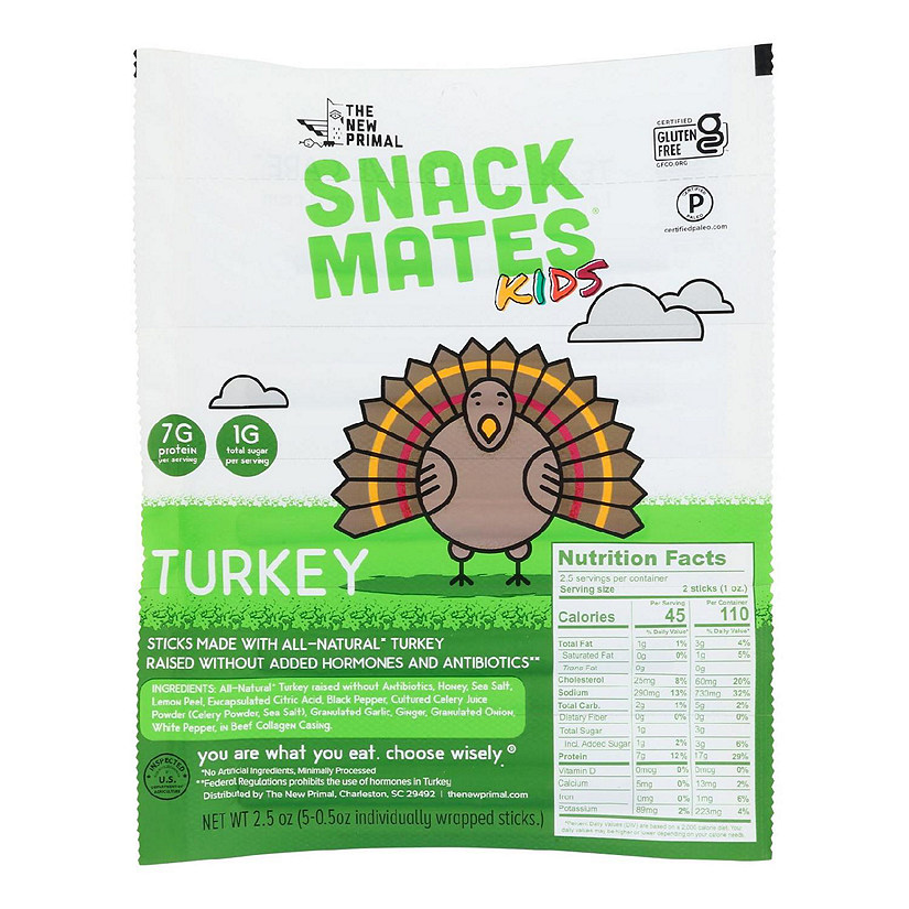 The New Primal Snack Mates Turkey Sticks  - Case of 8 - 2.5 OZ Image