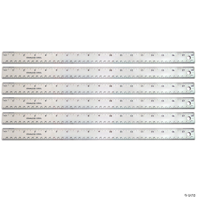 The Pencil Grip Stainless Steel Ruler, 18", Pack of 6 Image