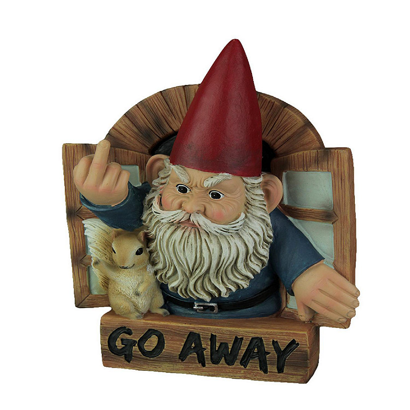 Things2Die4 Grumpy Gnome and Squirrel Rude Gesture Go Away Wall Hanging Image
