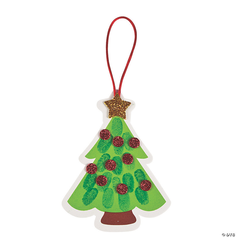 Thumbprint Christmas Tree Ornament Craft Kit - Makes 12 Image