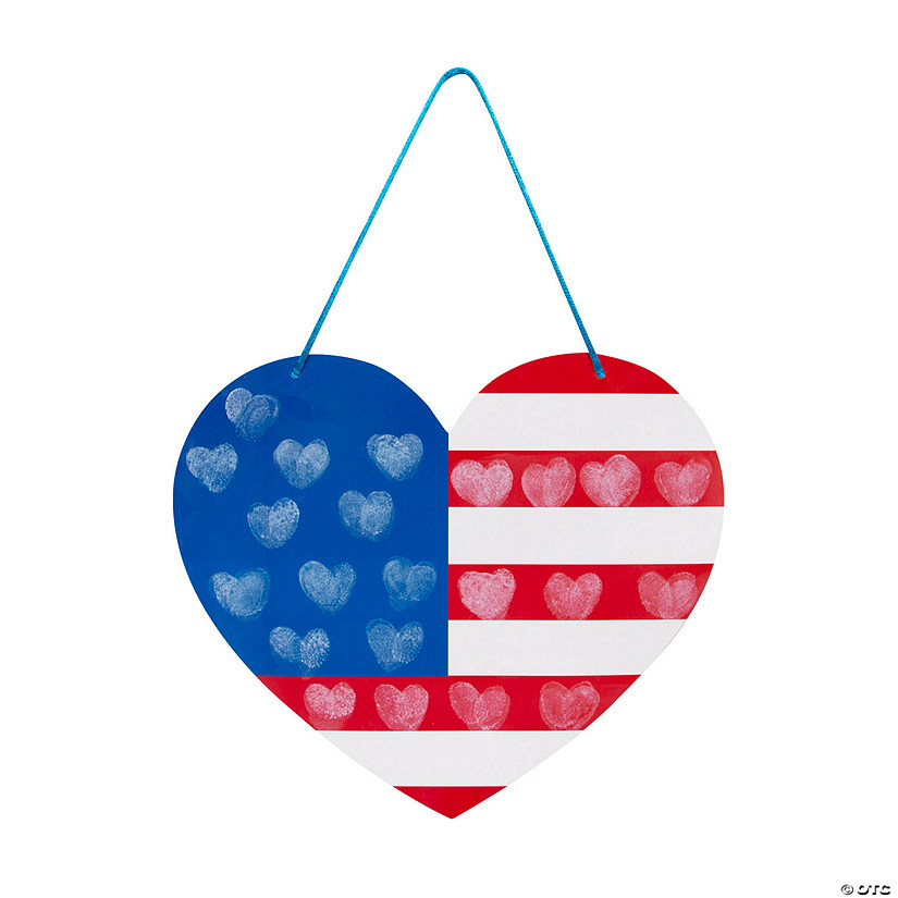 Thumbprint Heart American Flag Sign Craft Kit - Makes 12 Image