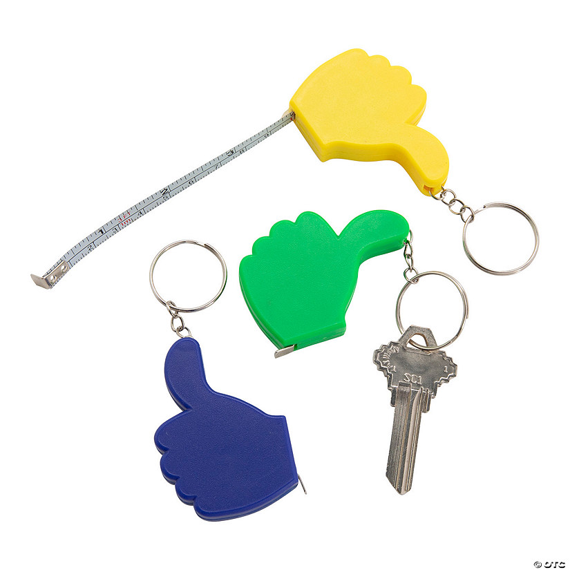 Thumbs Up Tape Measure Keychains - 12 Pc. Image