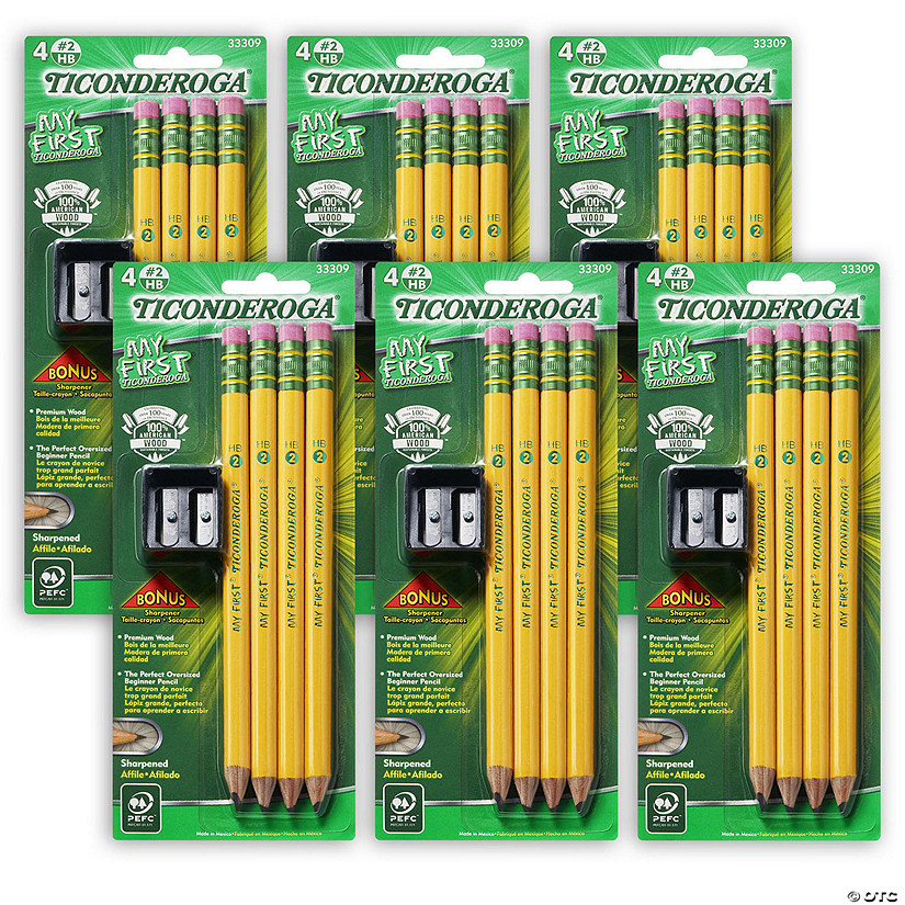 Ticonderoga My First Pencils, Sharpened, 4 Per Pack, 6 Packs Image