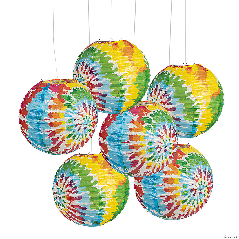 Tie-Dye Hanging Paper Lanterns - 6 Pc. Image