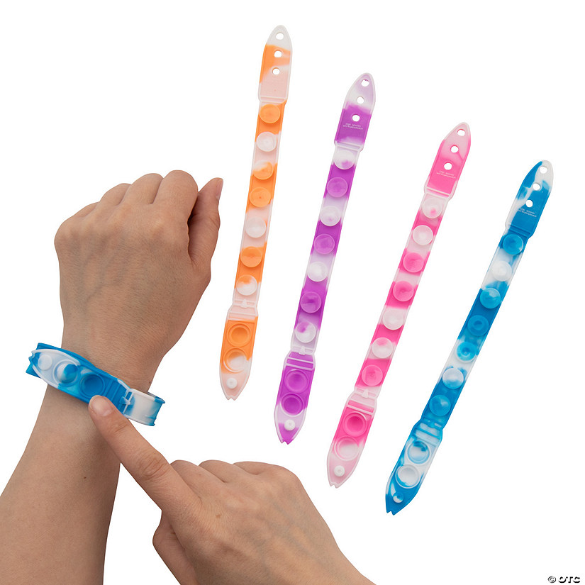 Tie-Dye Slap Pop Bracelets - 12 Pc. Image