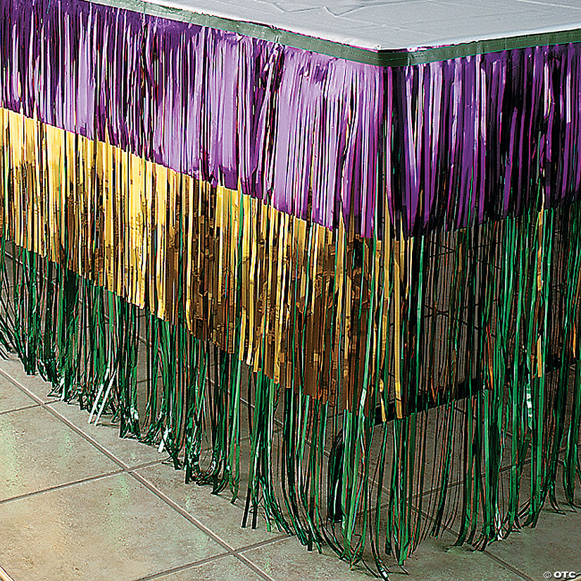 Tiered Mardi Gras Metallic Fringe Plastic Table Skirt Image