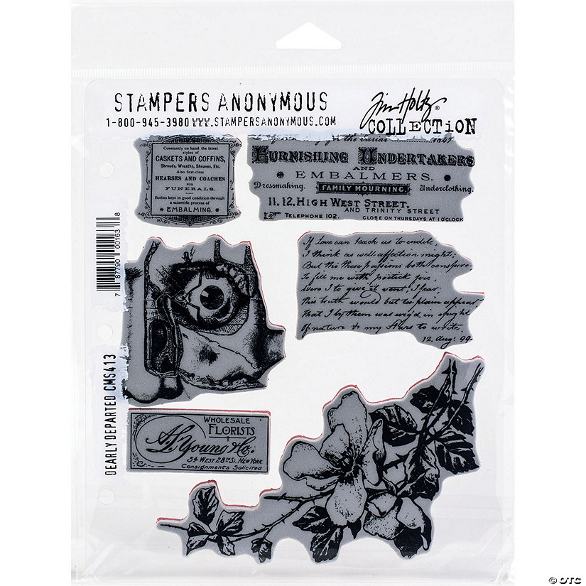 Tim Holtz Cling Stamps 7"X8.5"- Dearly Departed Image