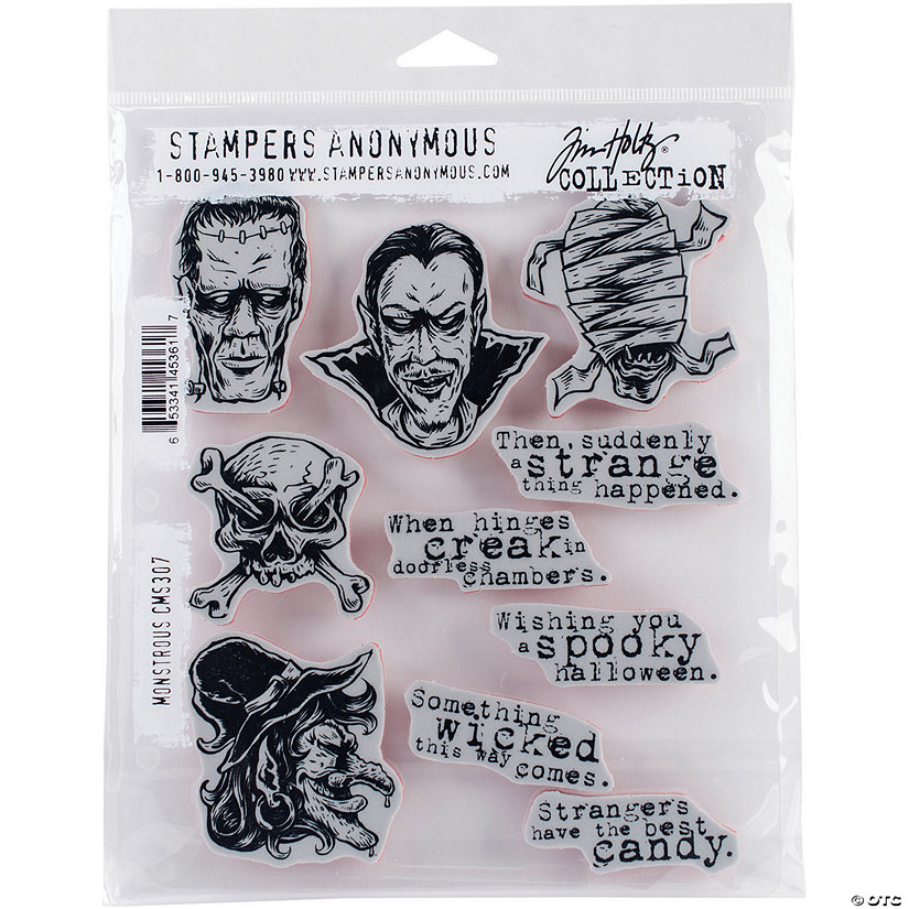 Tim Holtz Cling Stamps Halloween Monstrous, 7"x8.5" Image