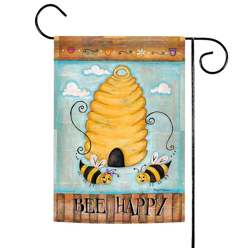 Toland Home Garden 12.5" x 18" Bee Happy Garden Flag Image