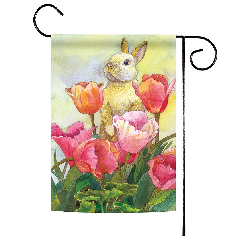 Toland Home Garden 12.5" x 18" Bunny Tulip Garden Flag Image