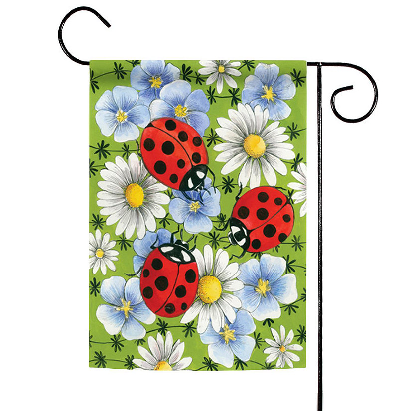 Toland Home Garden 12.5" x 18" Flowers & Ladybugs Garden Flag Image