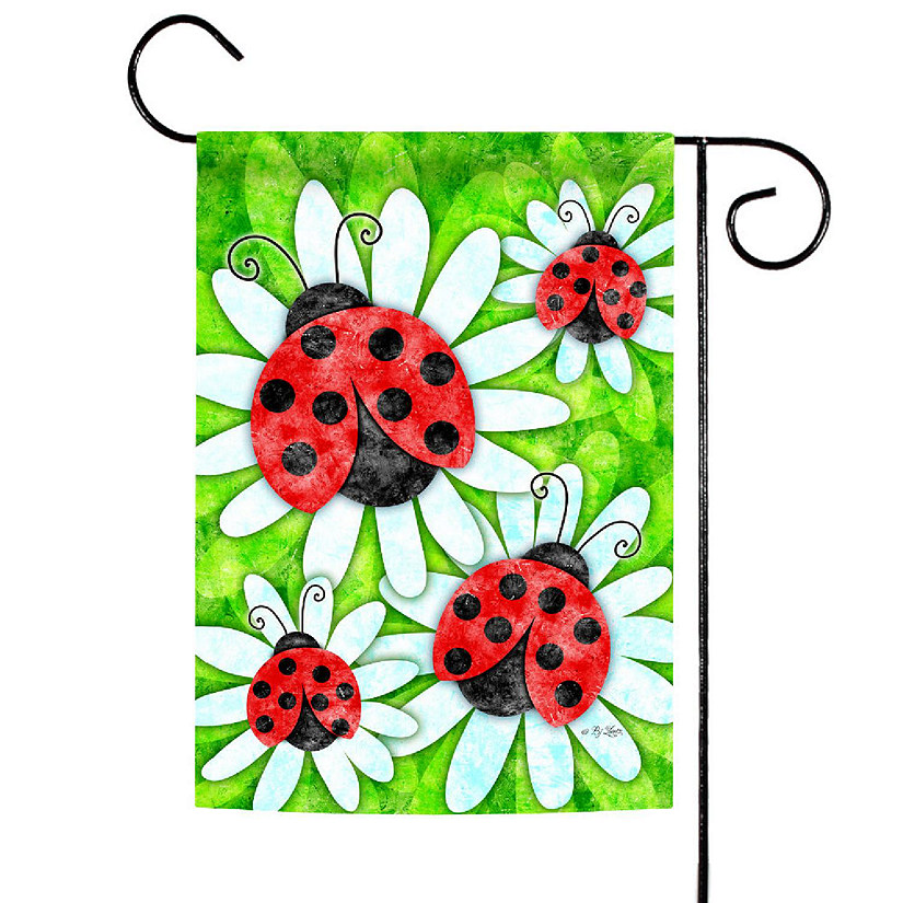 Toland Home Garden 12.5" x 18" Ladybugs and Daisies Garden Flag Image
