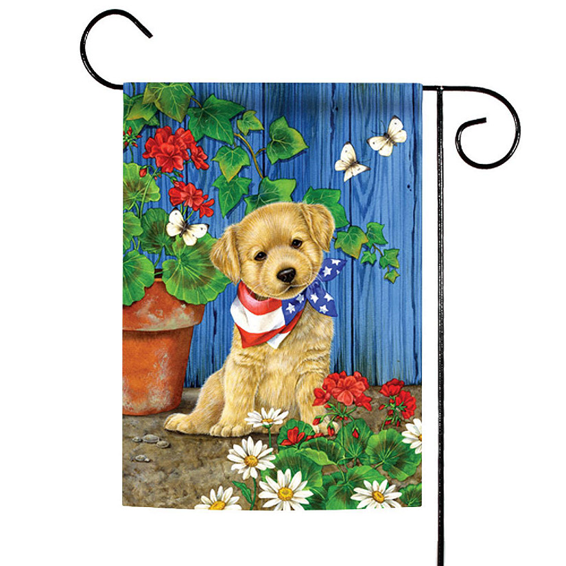 Toland Home Garden 12.5" x 18" Patriotic Puppy Garden Flag Image