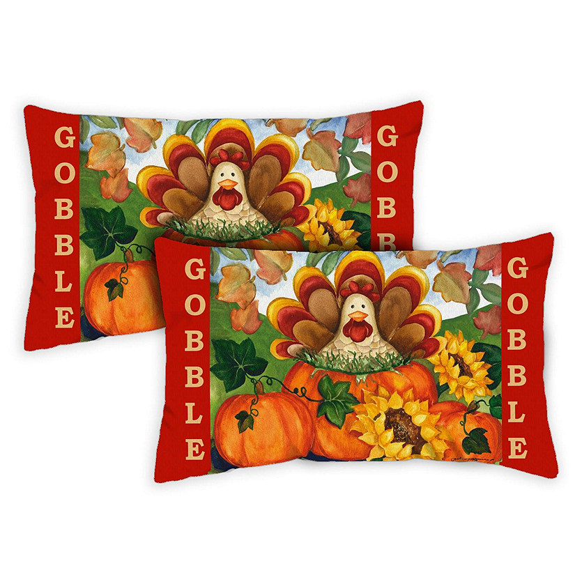 Toland Home Garden 12" x 19" Autumn Turkey 12 x 19 Inch Indoor/Outdoor Pillow Case Image