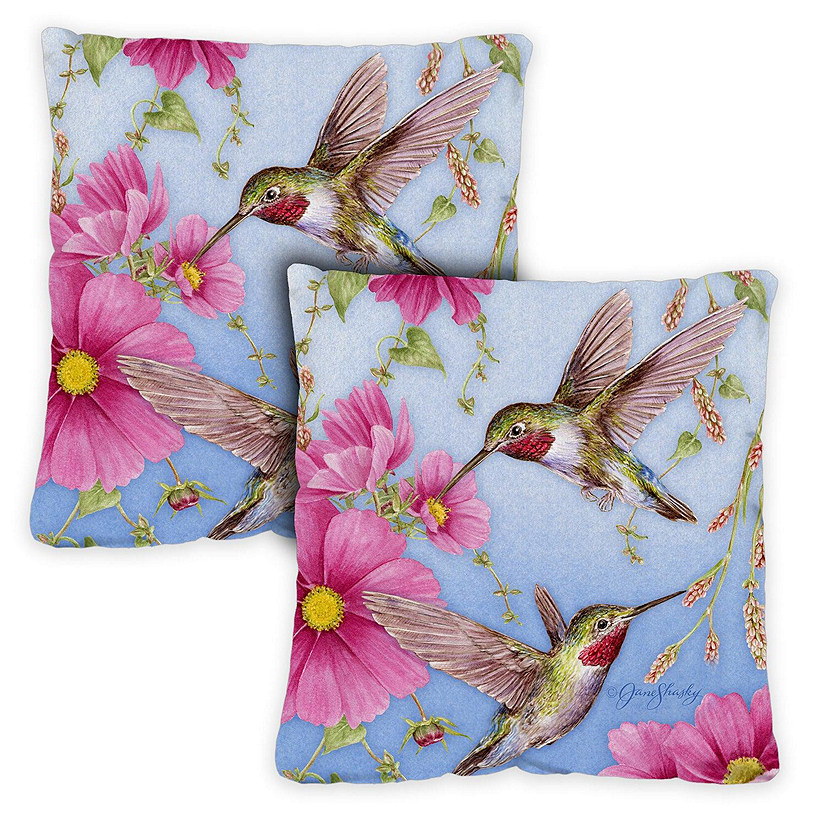 Toland Home Garden 18" x 18" Hummingbirds with Pink 18 x 18 Inch Indoor/Outdoor Pillow Case Image