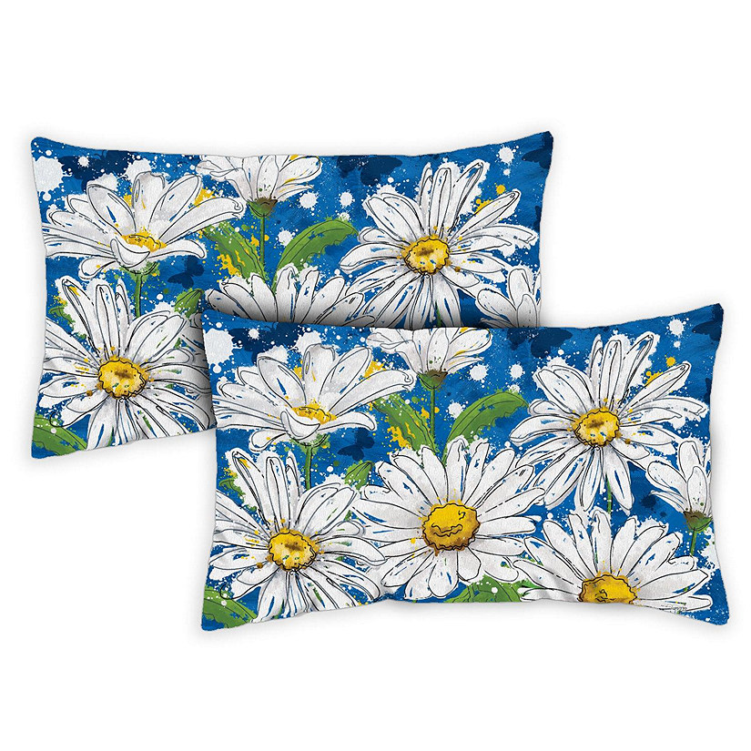 Toland Home Garden 18" x 18" Painted Daisies 12 x 19 Inch Indoor/Outdoor Pillow Case Image