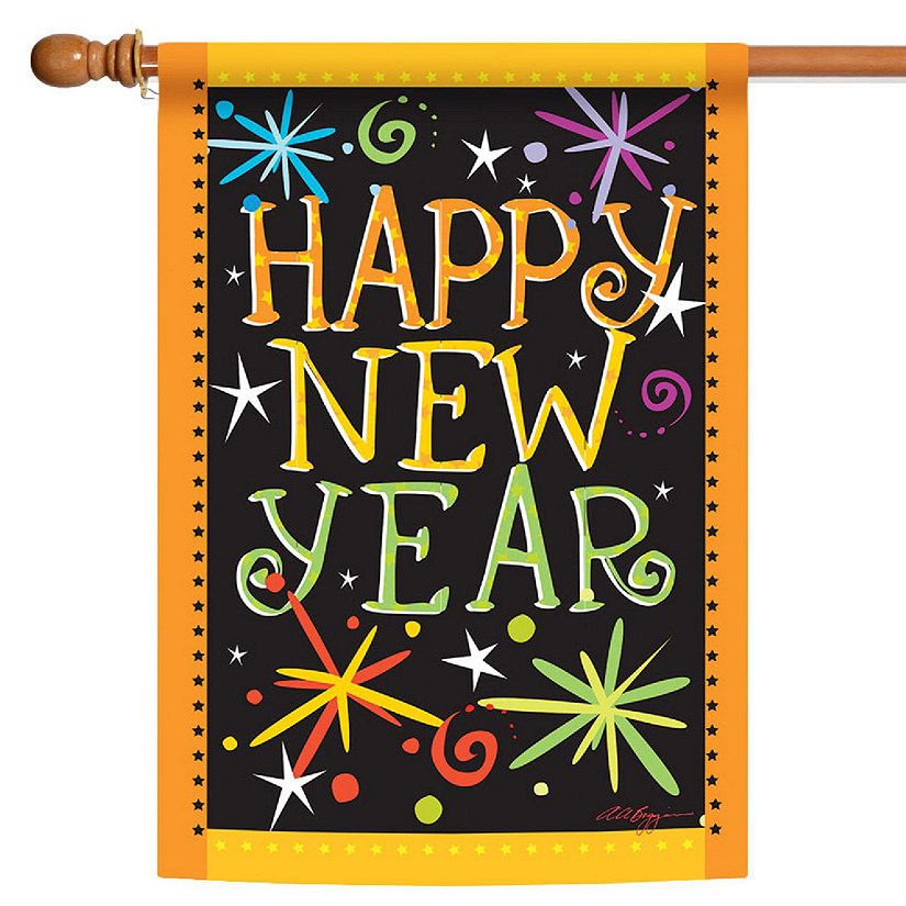 Toland Home Garden 28" x 40" Happy New Year House Flag Image