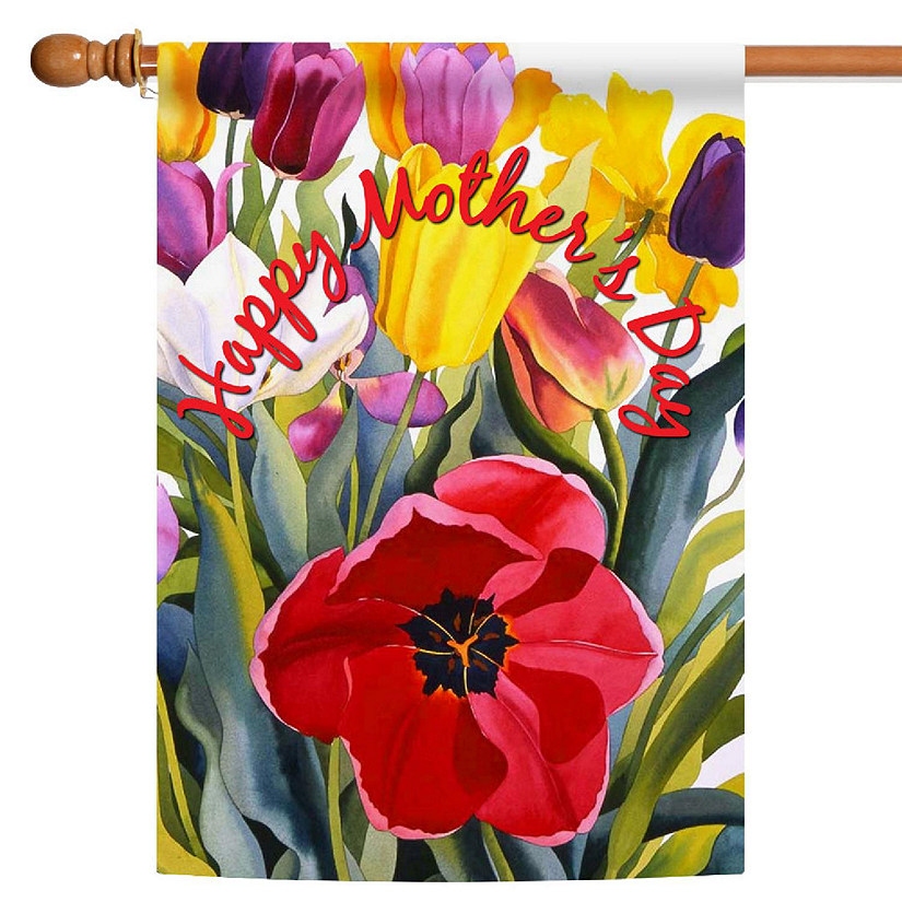 Toland Home Garden 28" x 40" Mothers Day Tulips House Flag Image