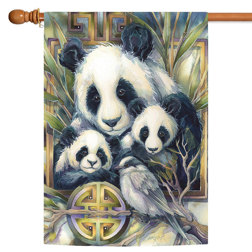 Toland Home Garden 28" x 40" Panda Family House Flag Image