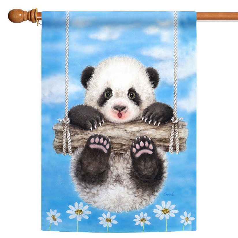 Toland Home Garden 28" x 40" Panda Playtime House Flag Image