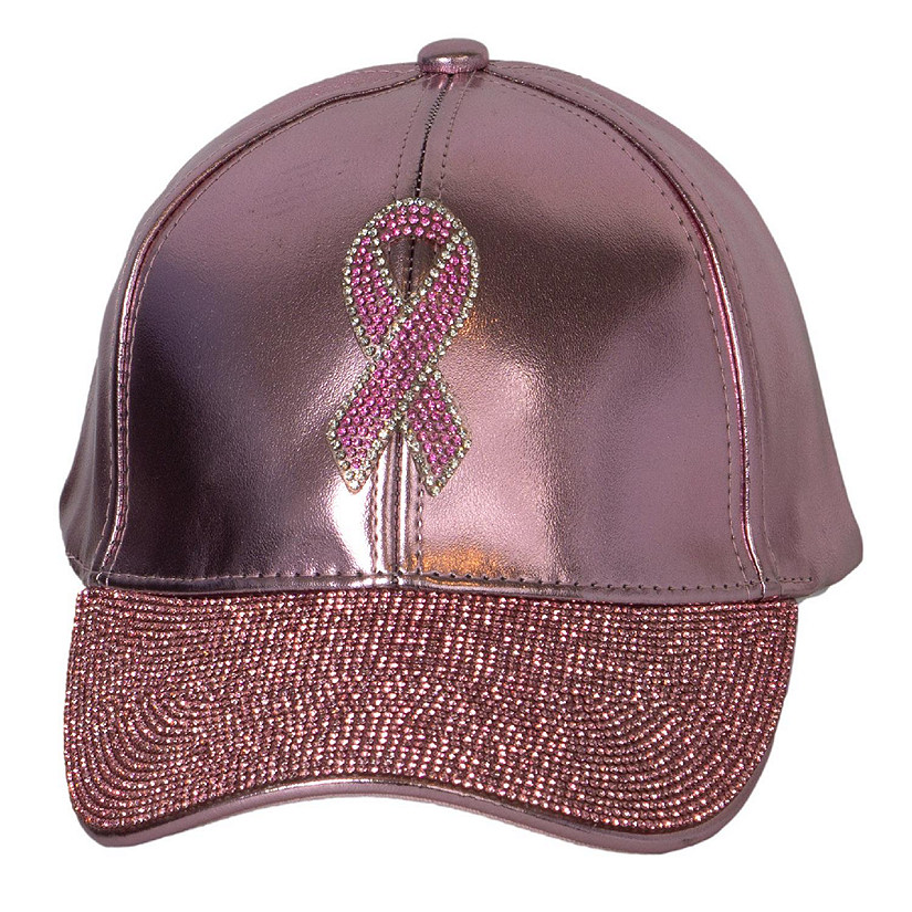 Top Headwear Breast Cancer Pink Ribbon Studded Baseball Cap Image